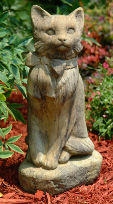 Unique Stone - Cat with a Bow Statue 
