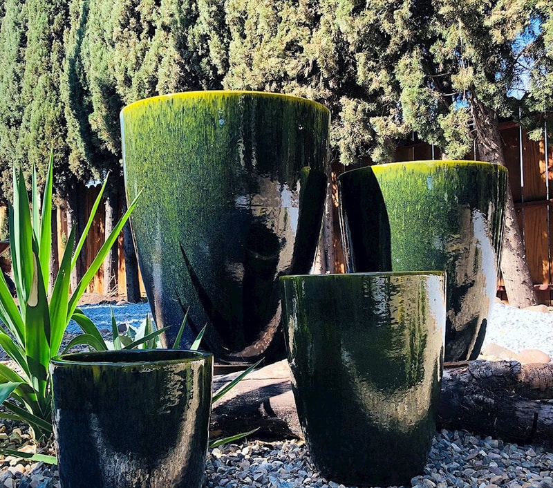 Pacific Home and Garden - Catalina Glazed Pots, Green